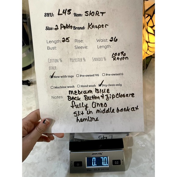 NWT Kasper Med Blue Pencil Skirt - Picture 3 of 3